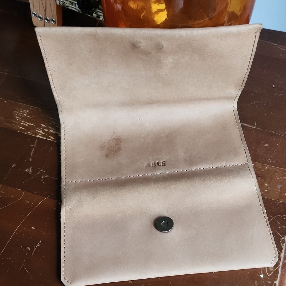 Able Debre TriFold Wallet In Beige - Picture 9 of 12